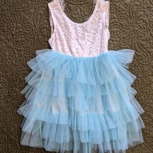 White & Blue Girls Dress 110 (2T)